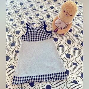 Cute & Casual Gray French Terry/Gingham Printed Tank Dress (US Girls 5 to 7)